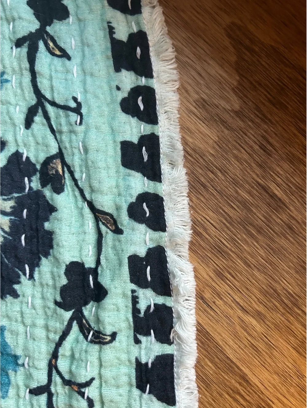 Anthropologie Callum Blue Floral Gauze Throw Blanket 60x70in.